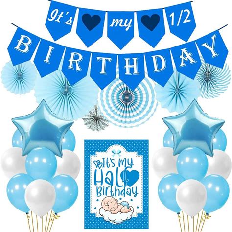 Party Propz Half Birthday Decorations Kit for Baby Boy - Its My Half ...
