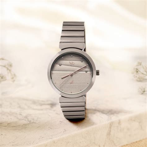 Buy Online Fastrack Vyb Charmer Quartz Analog Grey Dial Metal Strap ...