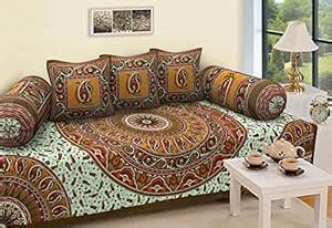RajasthaniKart Traditional 6 Piece Diwan Set - 100% Cotton : Amazon.in ...