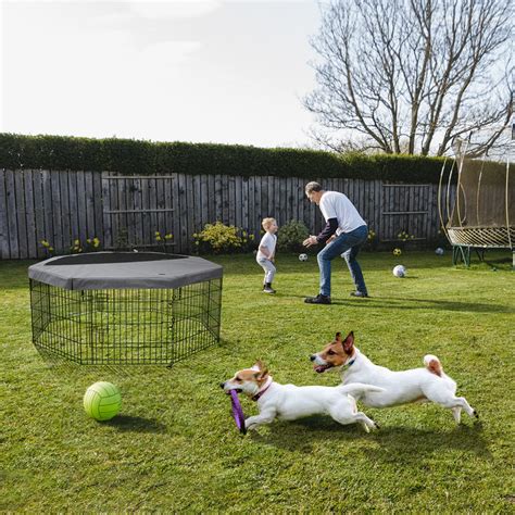 PETIME Foldable Metal Dog Exercise Pen/Pet Puppy Playpen Kennels Yard ...