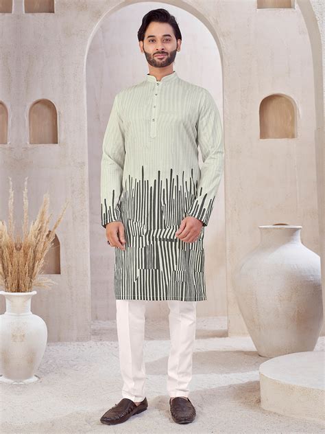Black and off white striped and printed kurta – Suvidha Fashion