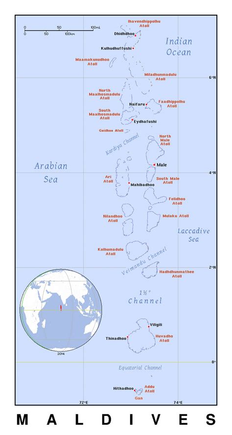 Detailed political map of Maldives with cities | Maldives | Asia | Mapsland | Maps of the World