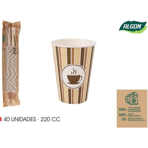 Algon Set mit 40 Kaffeetassen aus Pappe, 220 cm³, vielseitiges und ...