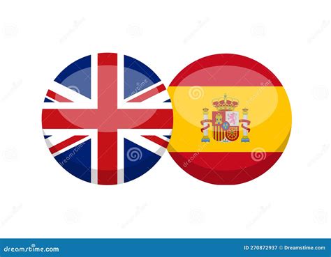 UK and Spain Flag Isolated on White Background. English-Spanish ...