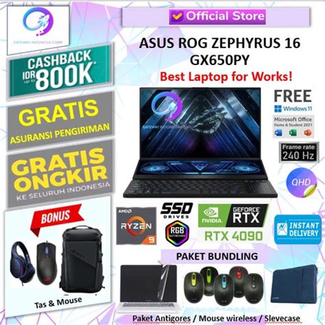 Promo ASUS ROG Zephyrus 16 GX650PY AMD Ryzen 9 7945HX RTX4090 16GB QHD ...