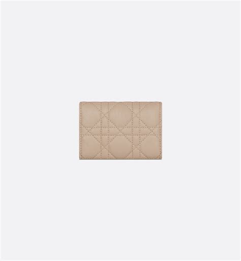 Portefeuille Glycine Dior Caro Cuir de veau Cannage bicolore beige rose ...