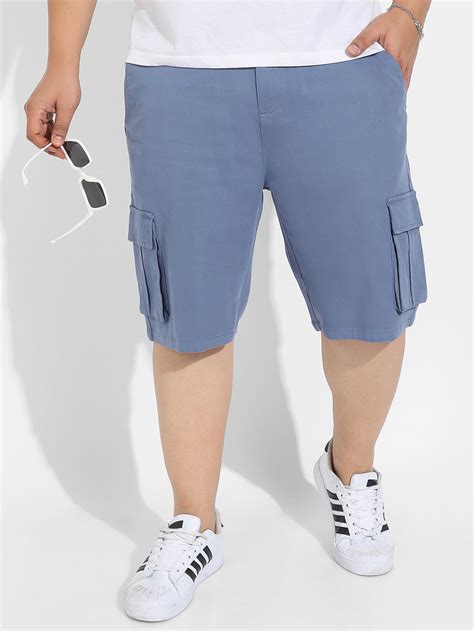 Plus Size Blue Cargo Shorts Sizes (38-44) | Instafab Plus