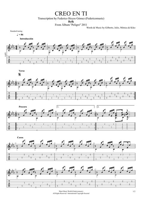 Creo En Ti (arr. Federico Hoyos Gómez (@Federicomusic)) by ReiK Sheet ...