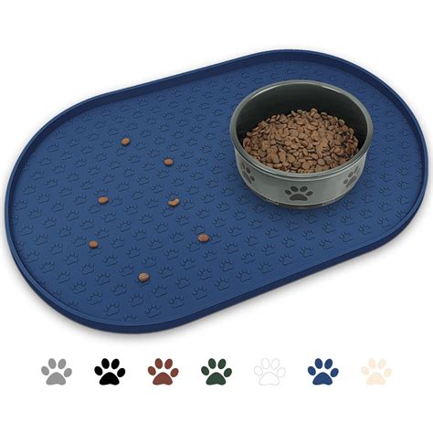 "Ptlom Silicone Pet Food Mats for Floor, Waterproof, Navy Blue, Two ...