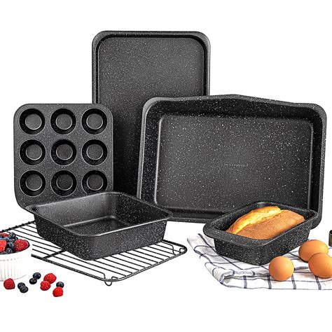Granitestone Black Nonstick Bakeware Set, 5 Piece Baking Pans Set ...