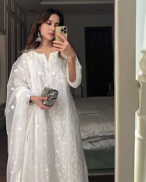 Mehak Bakshi in Motiya - Egg White Chanderi Embroidered Suit Set ...