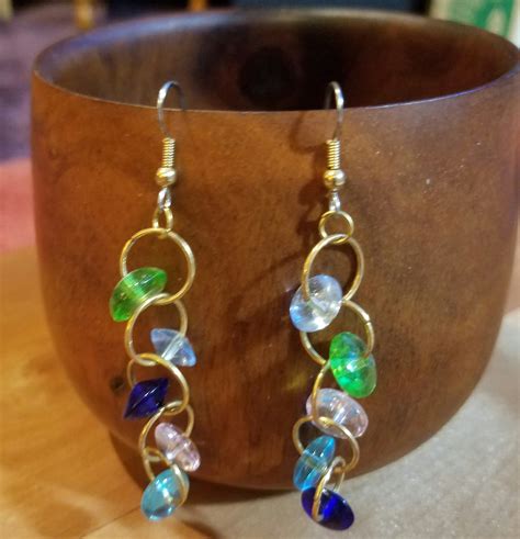 Buy GLASS DROP DANGLES Multi Colored Glass Beads With Gold Tone Rings ...