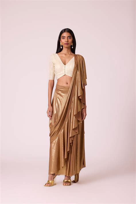 Lila Drape Saree - Gold