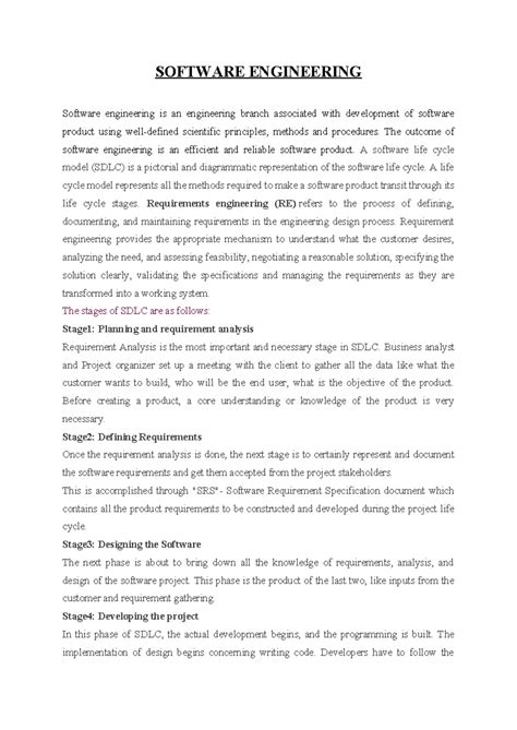 SDLC Notes - SOFTWARE ENGINEERING Software engineering is an ...