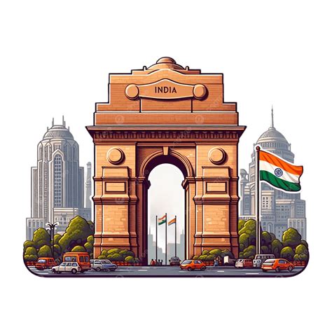 India Gate Sticker With Indian Flag, Flag Clipart, Gate Clipart, Sticker Clipart PNG Transparent ...