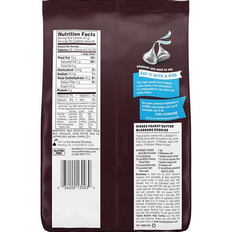 Hershey's Chocolate Kisses Nutrition Facts at Spencer Maconochie blog