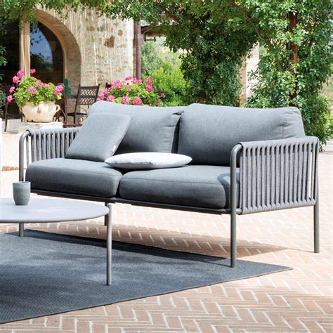 Outdoor sofa in steel and rope with Made in Italy cushions