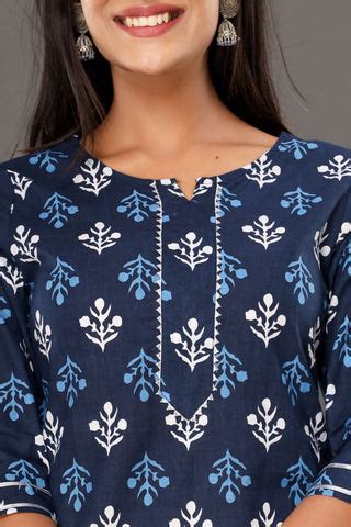 Naari Indigo Motifs - Printed Cotton Kurti – Preppy Apparels