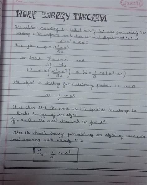 Prove the work energy theorem - Brainly.in