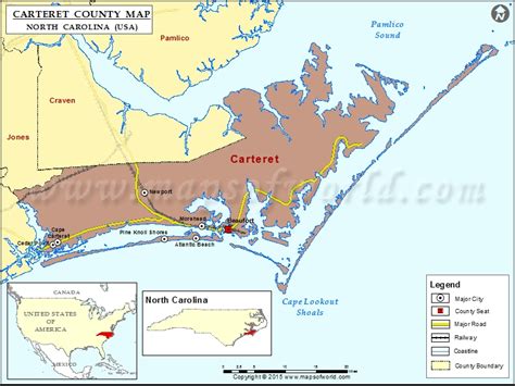 Carteret County Map, North Carolina
