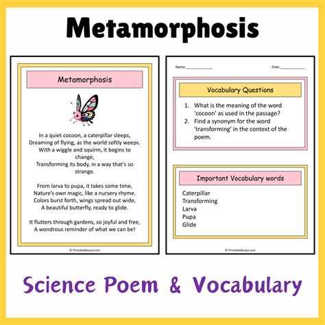 Metamorphosis | Science Poem Reading Comprehension Activity ...