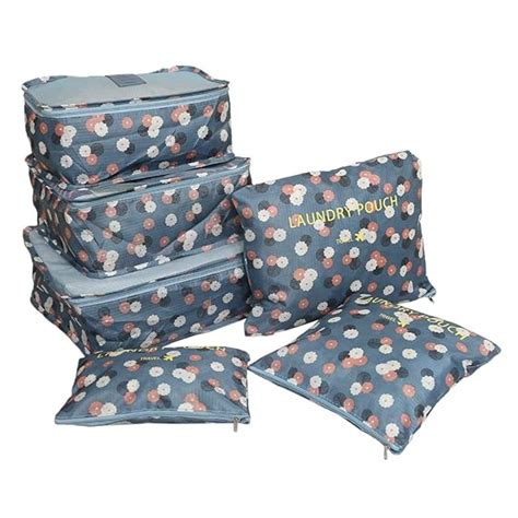 House of Quirk Travel Storage Polyester Printed Clothes Packing Cubes ...