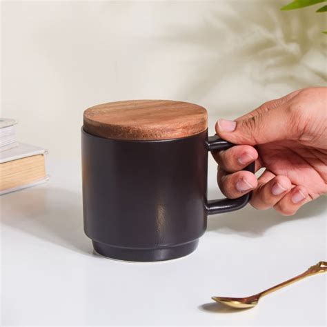 Savanna Stoneware Mug With Lid Black 250 ml Online - Premium Coffee Mug ...