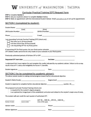 Curricular Practical Training Request Form - Blank Fillable Template ...