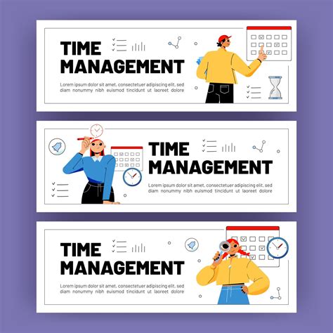 Time management posters with workers and calendar 13455147 Vector Art ...