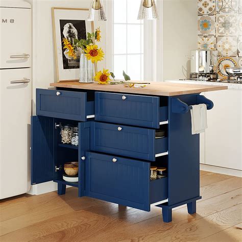 Amazon.com: Bellemave Kitchen Island Cart Set with Drop Leaf and 2 ...