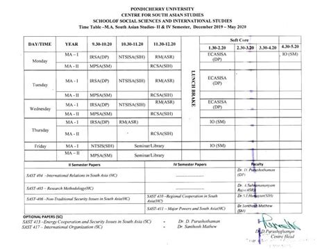 Revised - Time Table – M.A. South Asian Studies – II & IV Semester ...