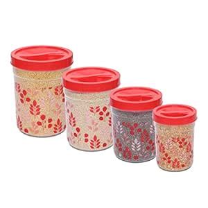 Jaypee Plus Airtight storage containers set of 4 with lids, Red ...
