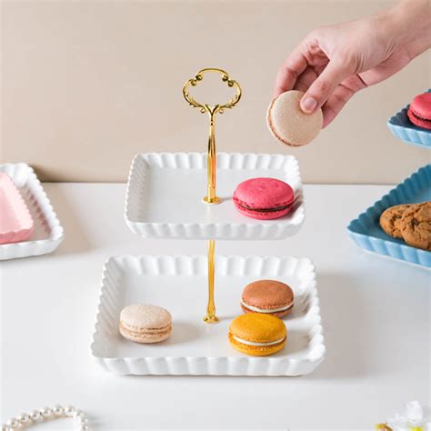 Snow White Square 2-tier Cupcake Stand Online - Premium Cake Stand ...
