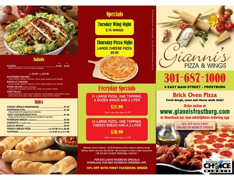 Gianni's Pizza menu in Frostburg, Maryland, USA