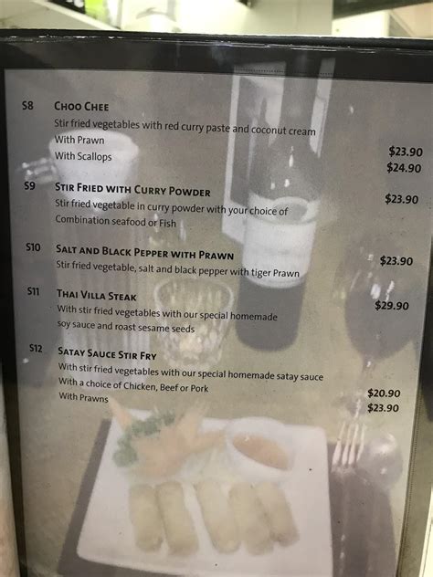 Menu at Thai Villa Restaurant, Whanganui