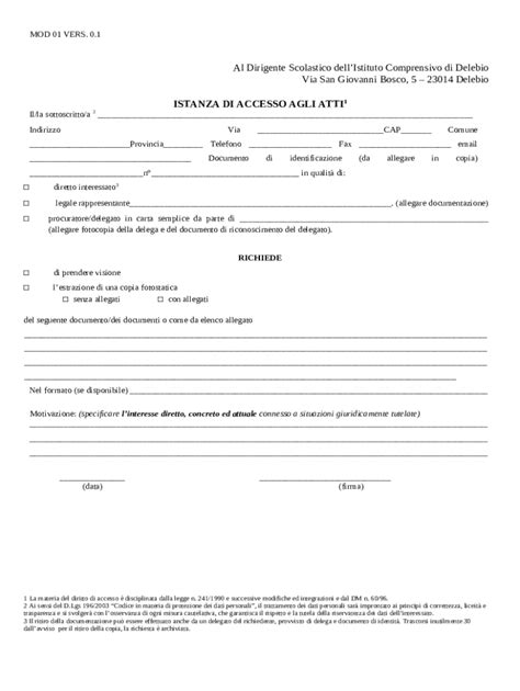 Modulo istanza di accesso - Le carte Doc Template | pdfFiller