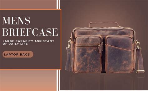 Buy Goatter Men's Hunter Leather 15" Inch Laptop Briefcase Bag, (Dark ...