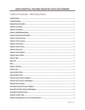 Fillable Online Dshs hospital trauma registry data dictionary - Texas ...