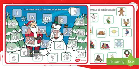 Calendario dell'Avvento da Stampare