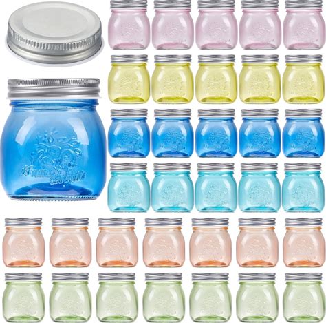 Amazon.com: Tessco 36 Pack Small Colored Mason Jars 8oz / 5oz with Lids ...
