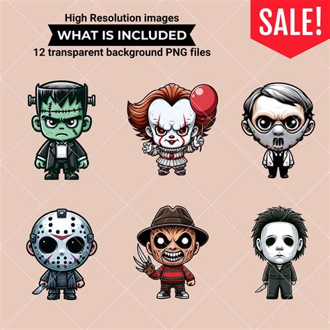 Horror Movie Characters Bundle, Horror Movie Killers PNG, Halloween ...