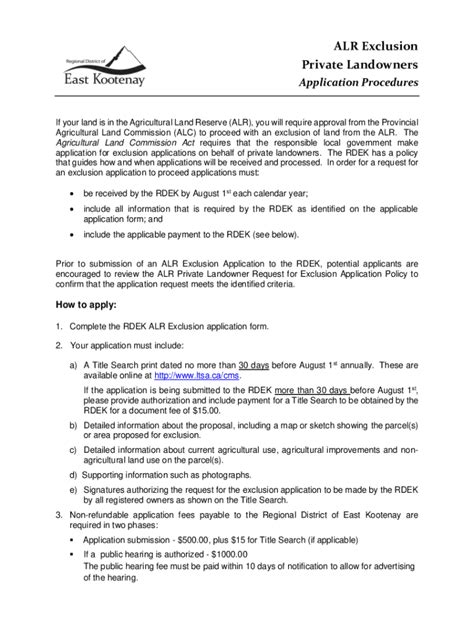 Fillable Online Application Instructions - ALC - Agricultural Land ...