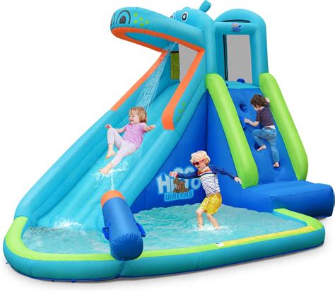 Amazon.com: BOUNTECH Inflatable Water Slide, 5 in 1 Hippo Giant Water ...