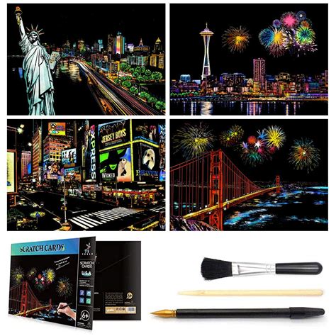 Wbeng Scratch & Sketch Art for Kids & Adults, Rainbow Painting Night ...