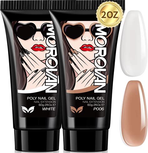 Amazon.com: Morovan Poly Gel Nail Kit: 2PCS 2OZ Poly Gel Nail Colors ...