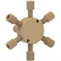 Idex Low-Pressure Manifold Assembly, Black PEEK, 7 Port, 0.062" Bore, 1 ...