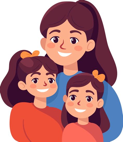 Mother with children, Mom with daughter, Happy Family Moments, Flat ...