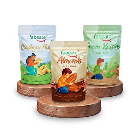 Fabeato Brain Power Mix - Almonds, Cashews, Raisins - Healthy Snack