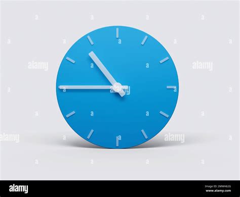 A Minimal blue Clock time 10:45 o'clock or Ten Forty Five on white ...