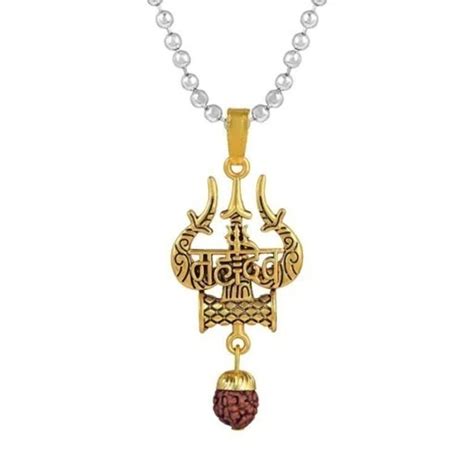 VIEN Lord Shiva Symbol Trishul with Mahadev Rudraksha Pendant Locket ...